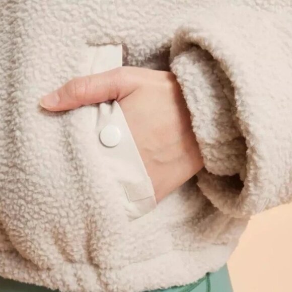 NWT Blogilates Women's Campfire Fleece Full Zip Jacket - Light Taupe XL - Picture 10 of 12